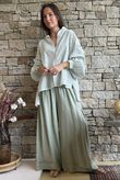 Ginny Gingham Balloon Sleeve Blouse Soft Sage